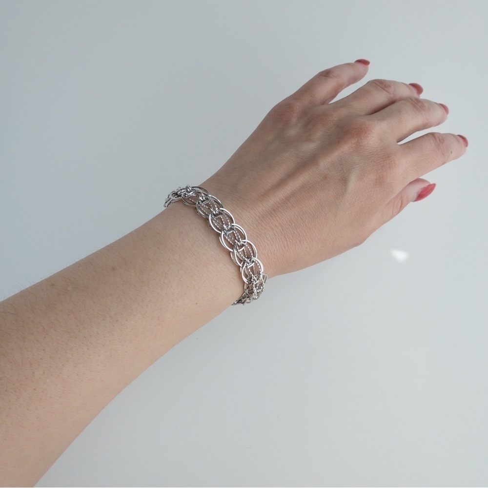 Forstner Vintage Sterling Silver Charm Bracelet Mesh Twisted Weave Chain 7.5in - Picture 15 of 16
